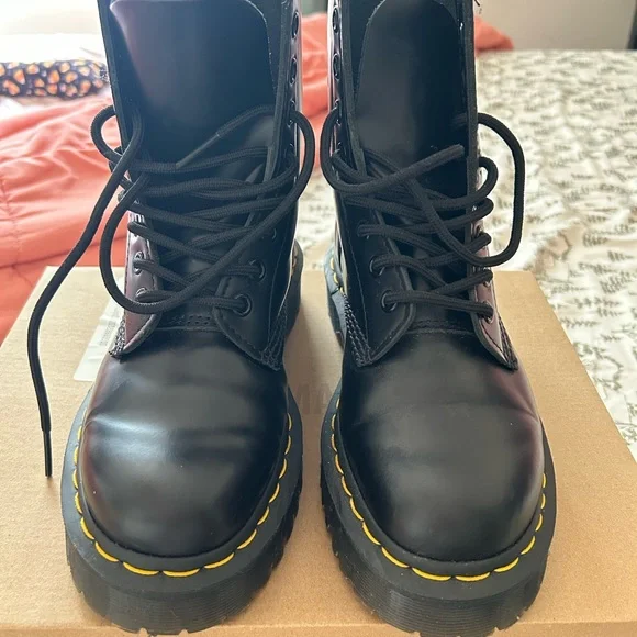Dr. Martens | Shoes | Dr Martens Black Boots With Yellow  display picture 1